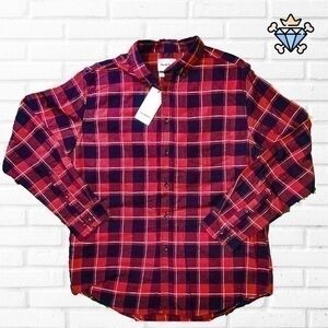 GOODFELLOW & CO MENS RED PLAID SHIRT SIZE MEDIUM/LARGE OUTERWEAR SHACKET